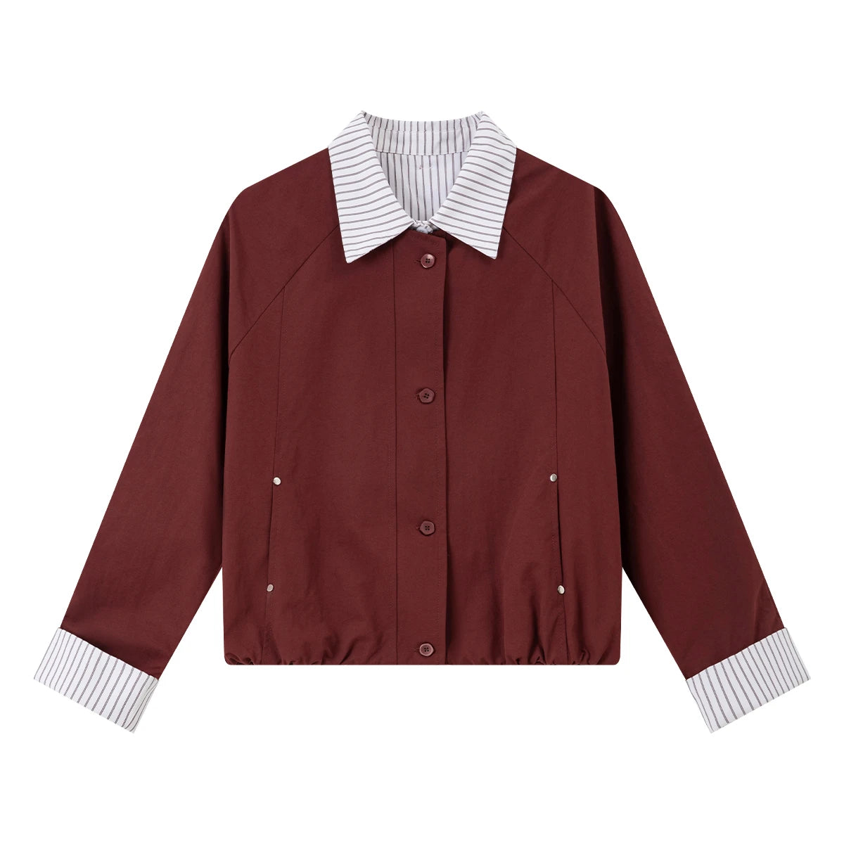 Contrast-Collar Cropped Jacket