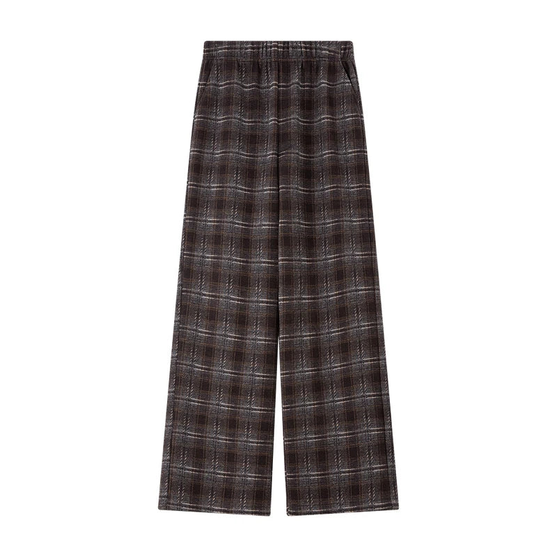 Plaid Wide-Leg Trousers