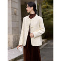 Jacquard Frog-Button Collarless Jacket