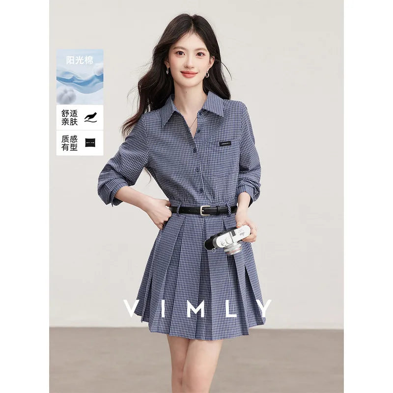 Belted Plaid Pleated Mini Dress