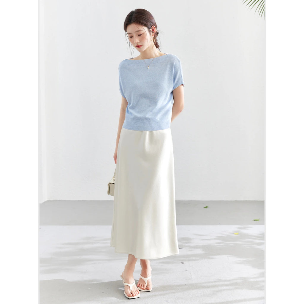 Off-Shoulder Dolman-Sleeve Knit Top