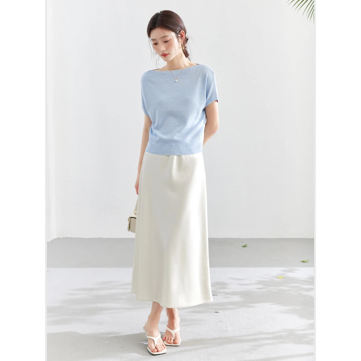 Off-Shoulder Dolman-Sleeve Knit Top