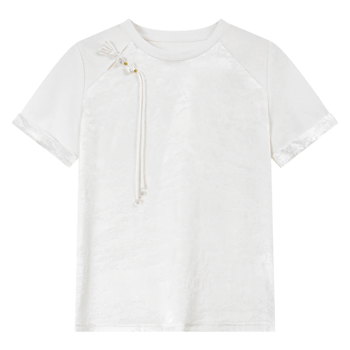 Asymmetric Frog-Button Short-Sleeve Tee