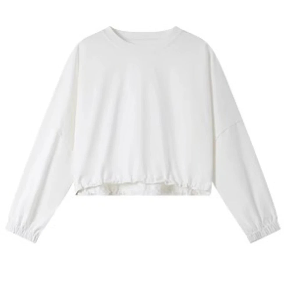 Drawstring-Hem Crew-Neck Sweatshirt