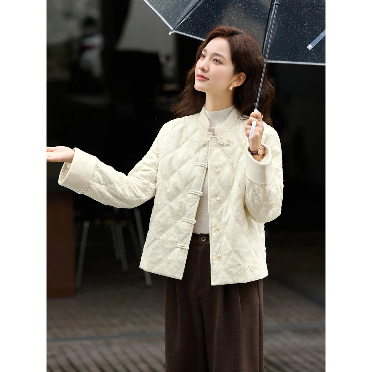 Frog-Button Quilted Jacket