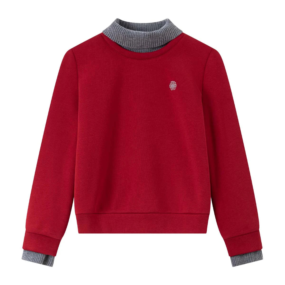 Layered Turtleneck Crew-Neck Sweatshirt