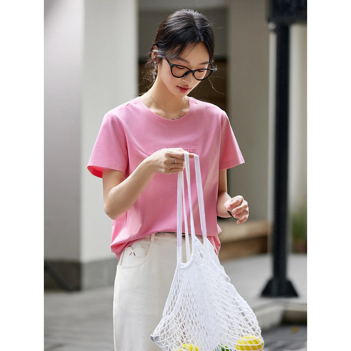 Letter-Print Crew-Neck Tee