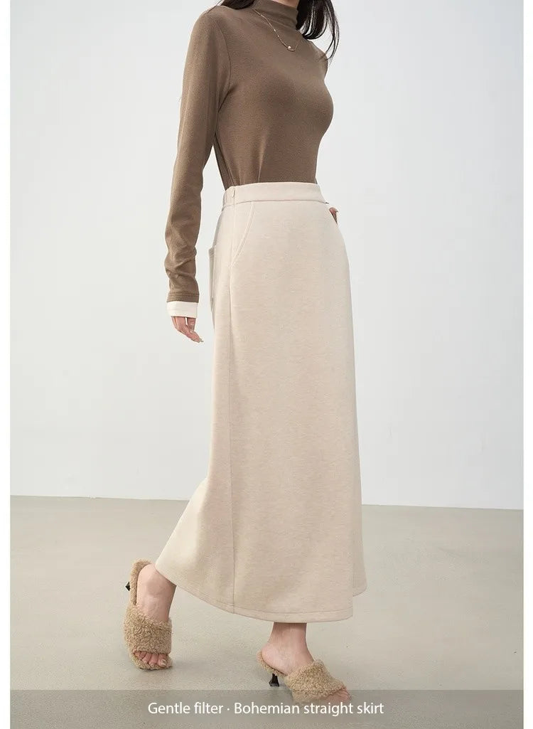 Straight Knit Midi Skirt