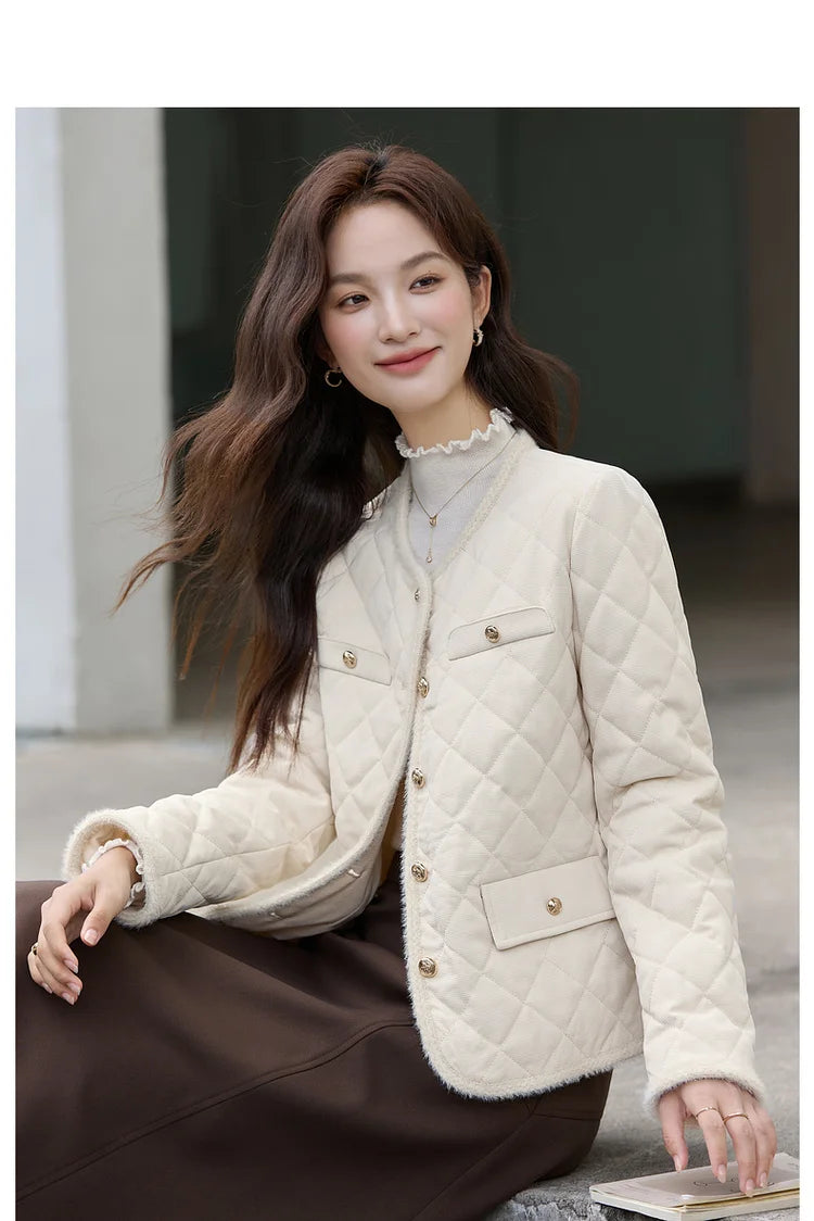 Quilted Pocket-Trim Jacket
