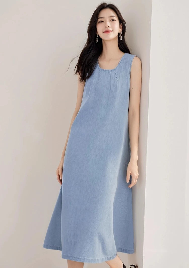 Sleeveless Denim Shift Dress