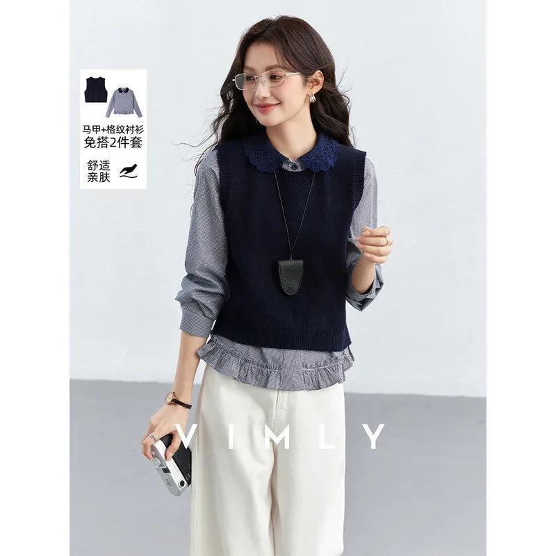 Layered Vest and Ruffle-Shirt Set