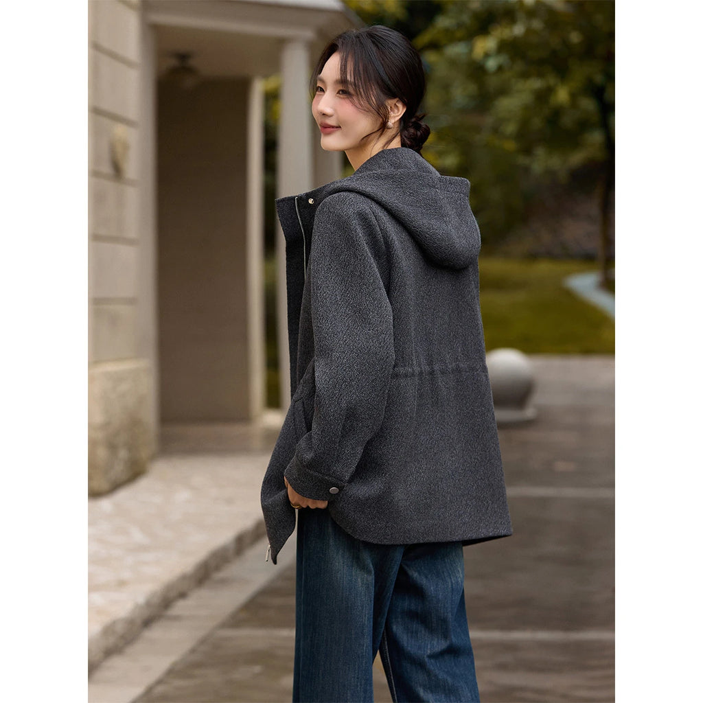 Hooded Drawstring Utility Jacket