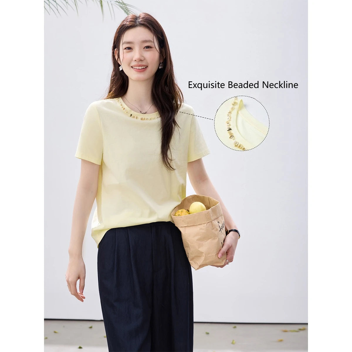 Beaded Crew-Neck Tee