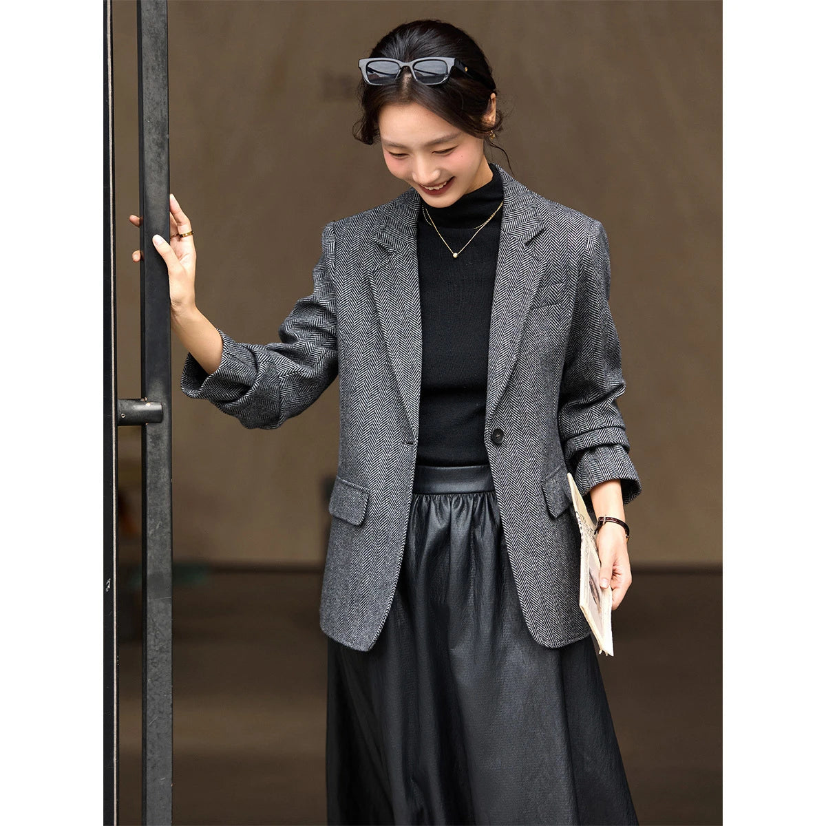 Single-Button Marled Blazer