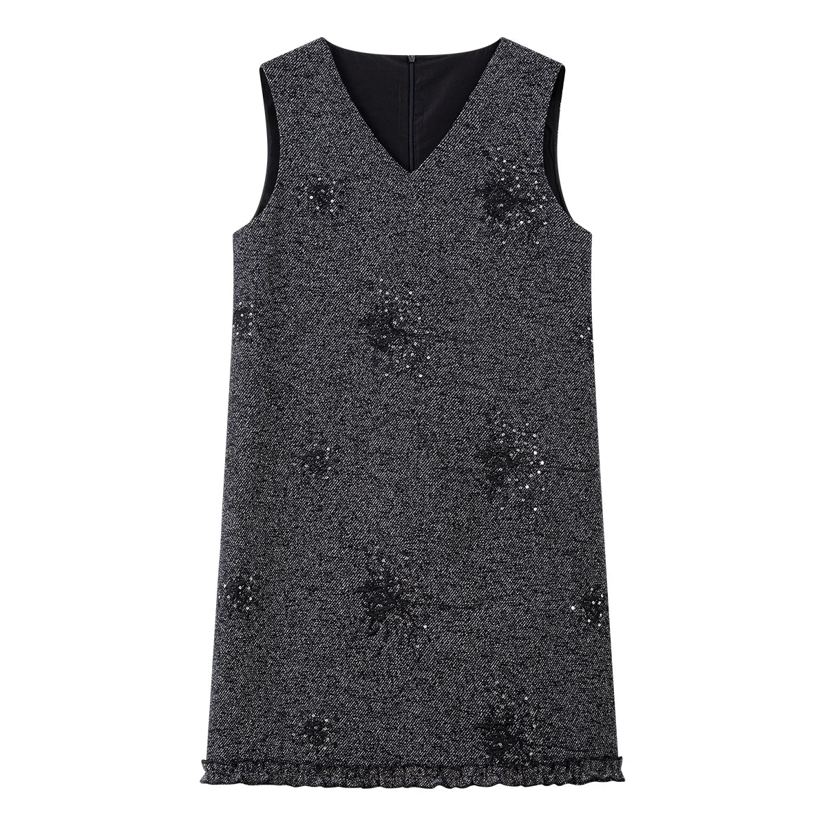 V-Neck Embellished Sleeveless Mini Dress