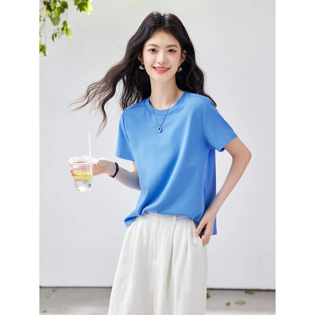 Minimal Cropped Crew-Neck Tee