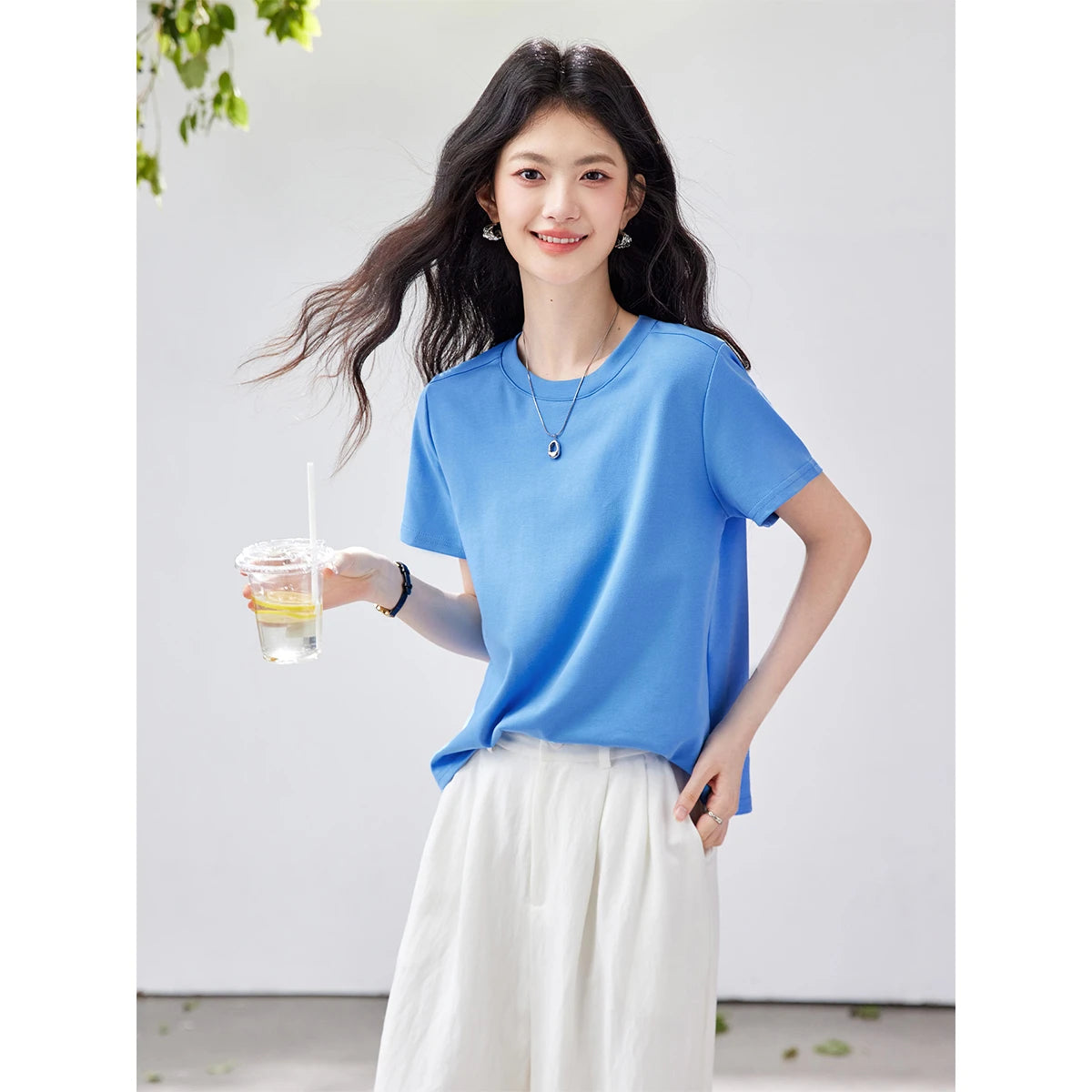 Minimal Cropped Crew-Neck Tee