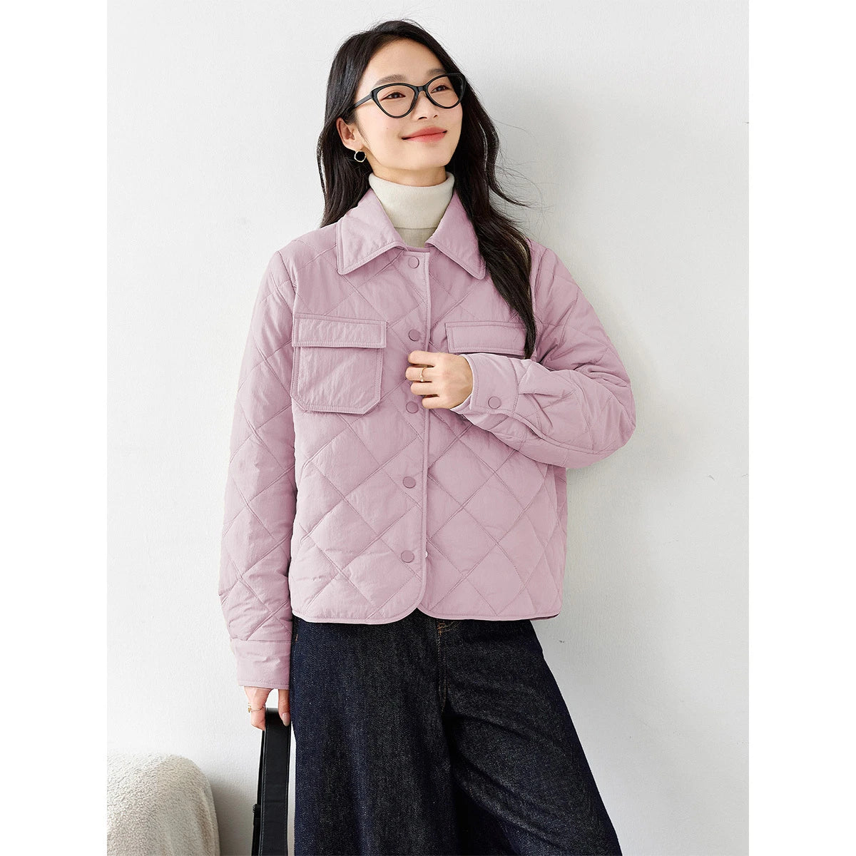 Diamond-Quilted Utility Cropped Jacket