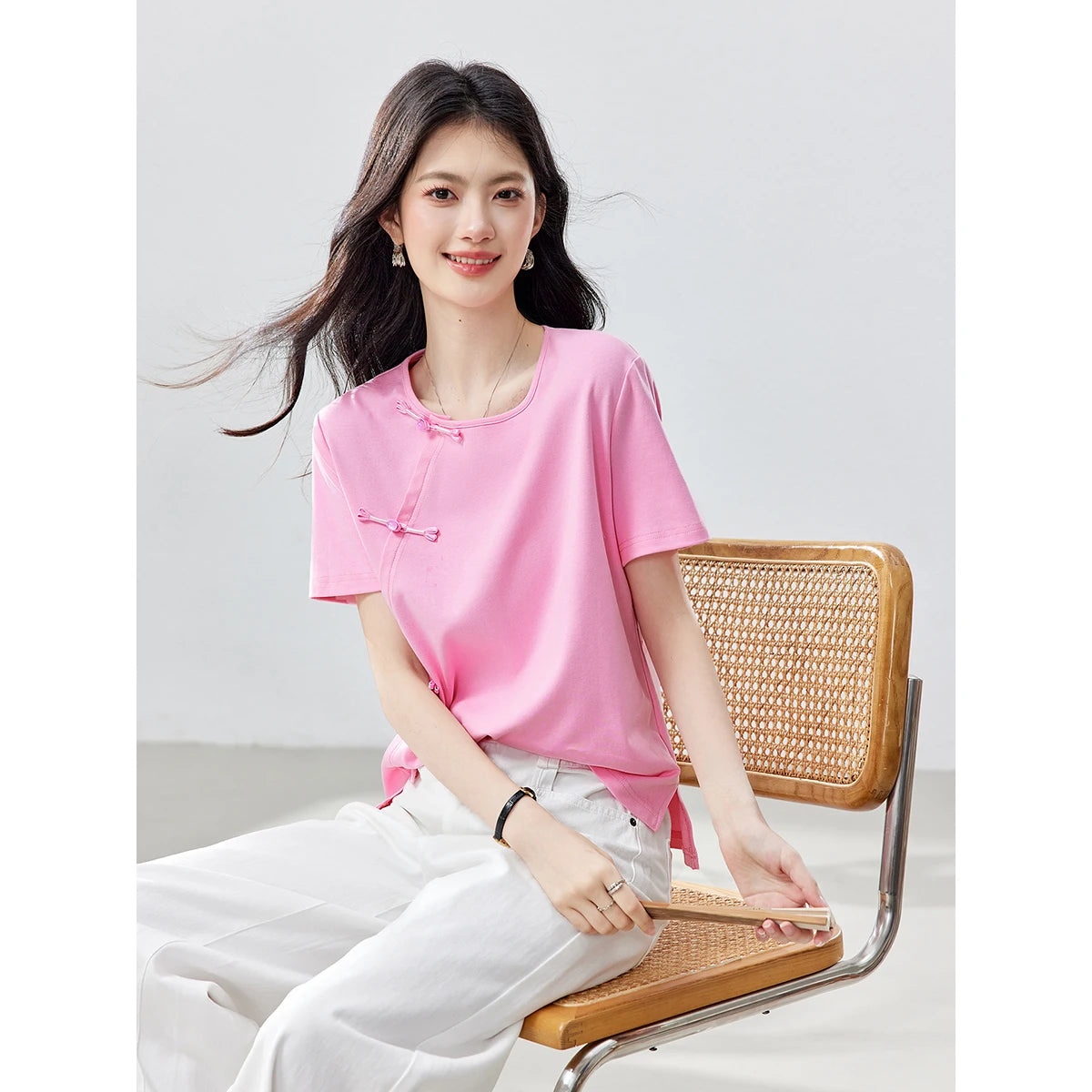 Asymmetric Frog-Button Tee