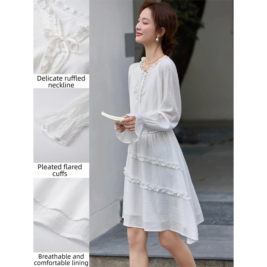 Asymmetric Ruffle-Hem Mini Dress