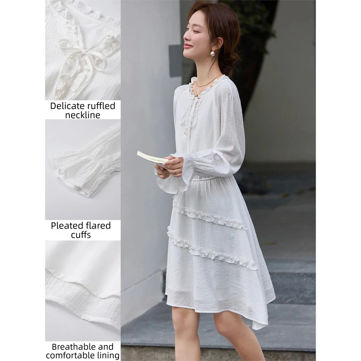 Asymmetric Ruffle-Hem Mini Dress