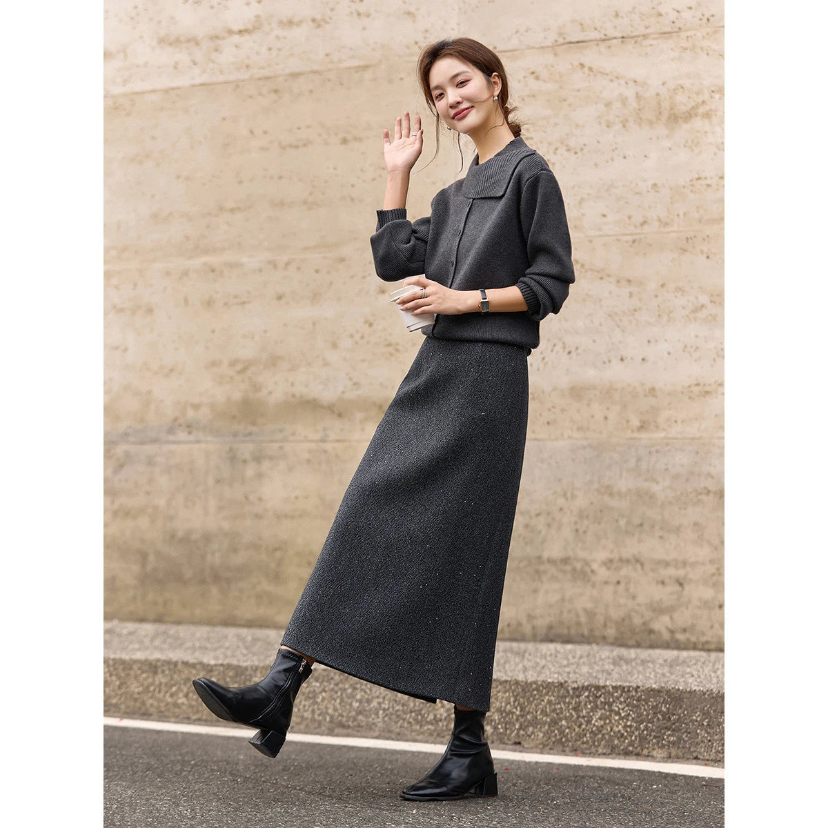 Glitter A-Line Midi Skirt
