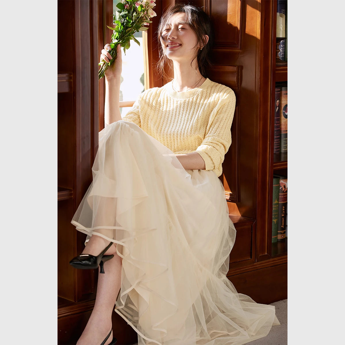 Tiered Mesh Midi Skirt