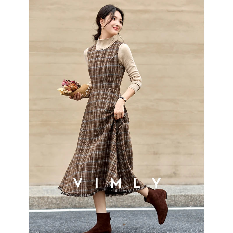 Plaid Sleeveless A-Line Dress