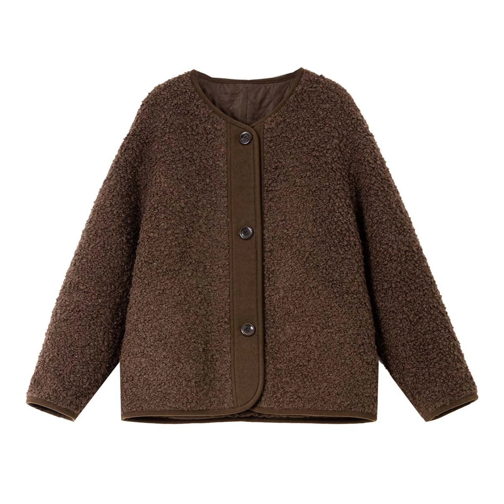 Textured Collarless Padded Jacket