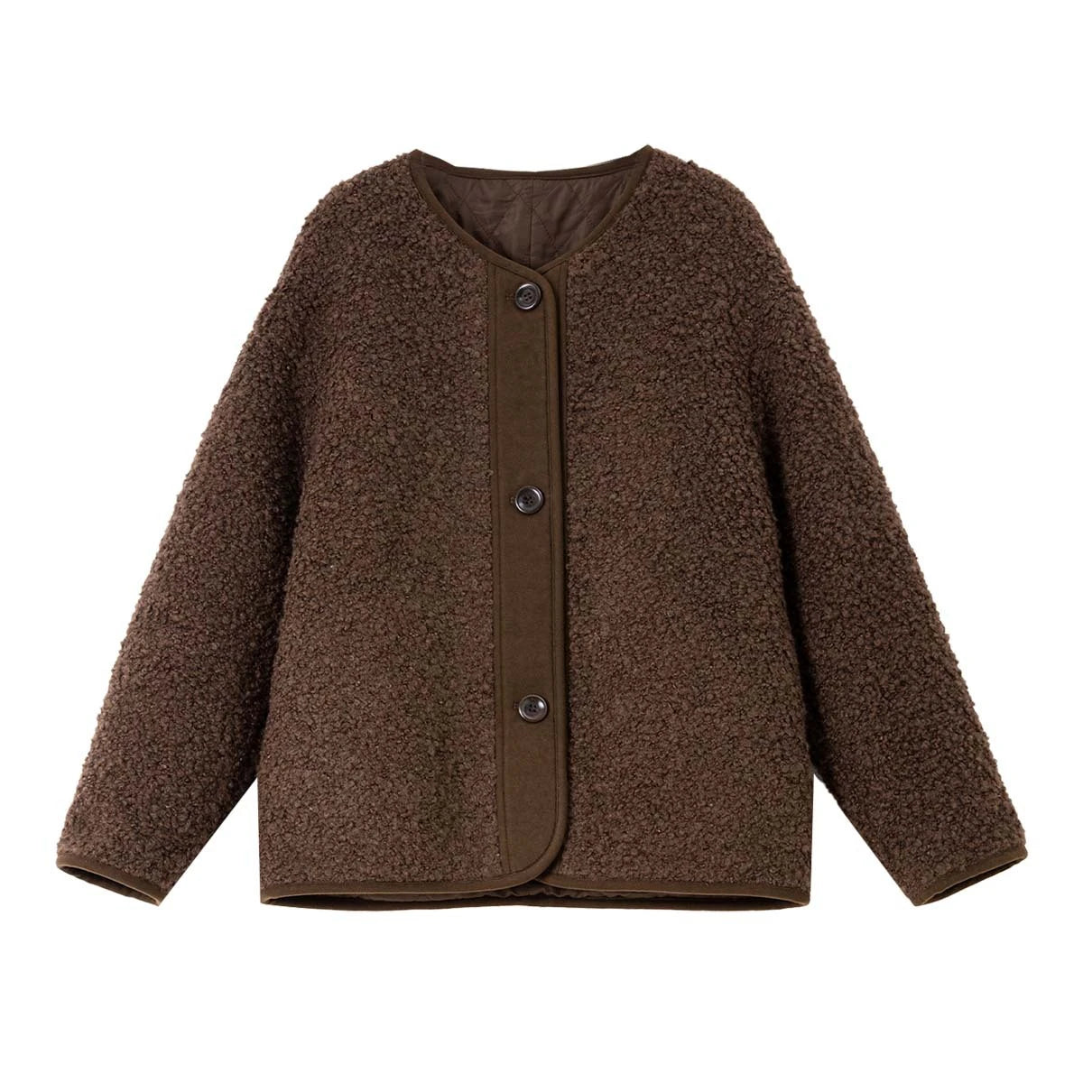 Textured Collarless Padded Jacket