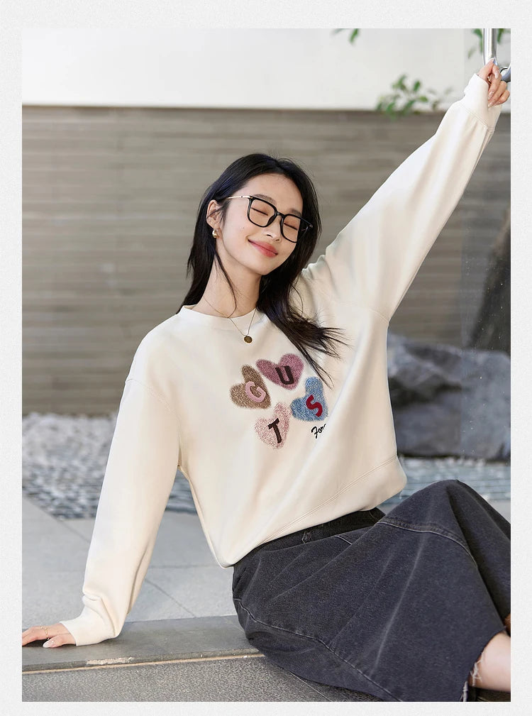 Letter-Applique Crew-Neck Sweatshirt