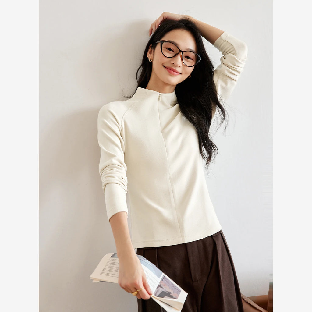 Mock-Neck Raglan-Sleeve Top