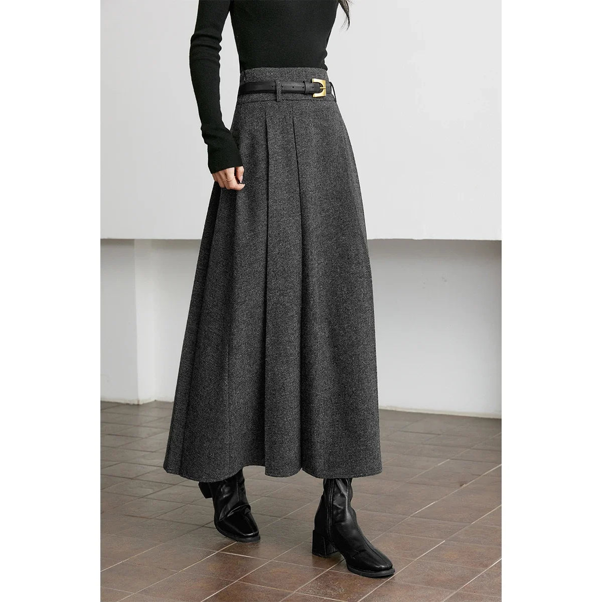 Box-Pleat Midi Skirt