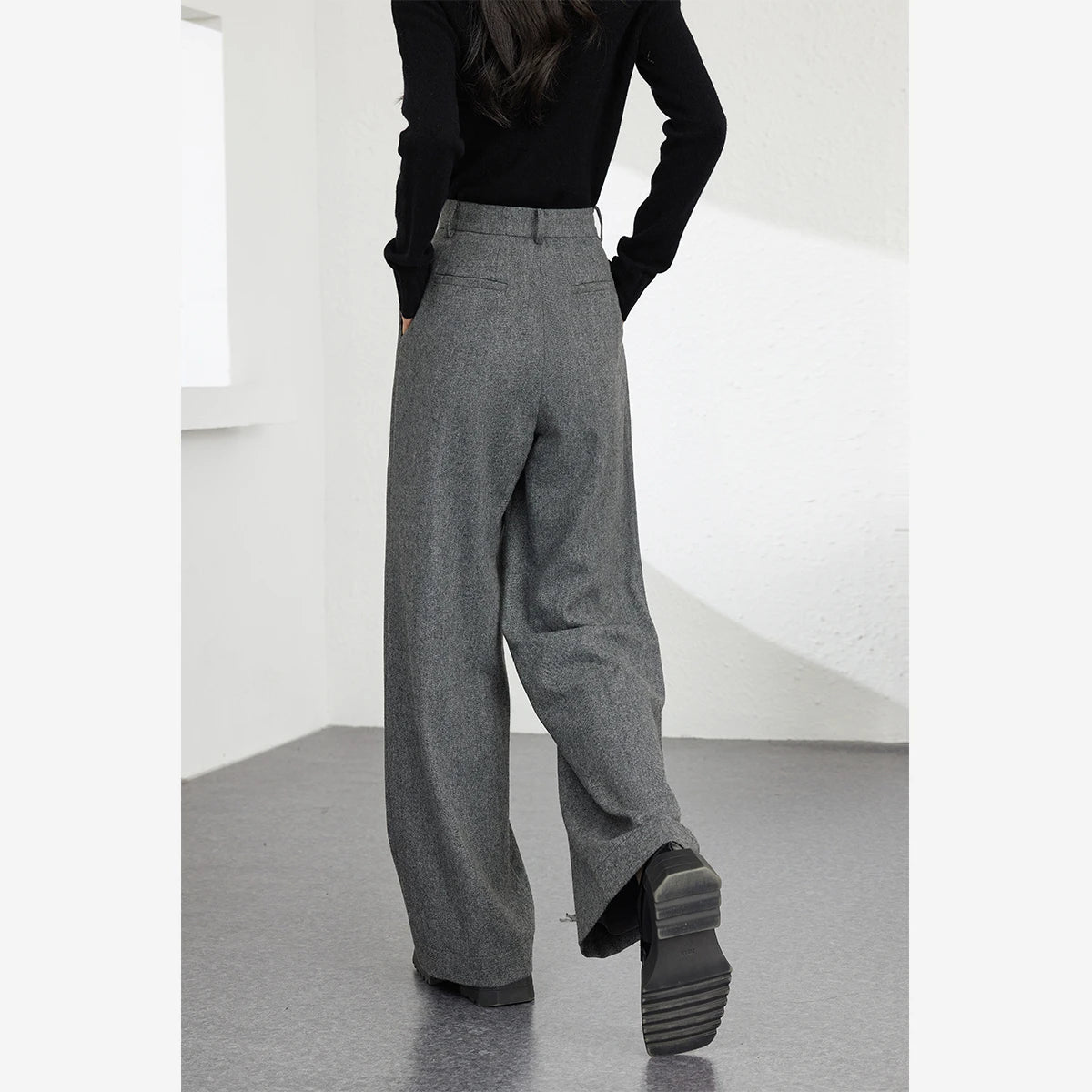 Pleat-Front Wide-Leg Trousers
