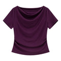 Draped Cowl-Neck Short-Sleeve Top