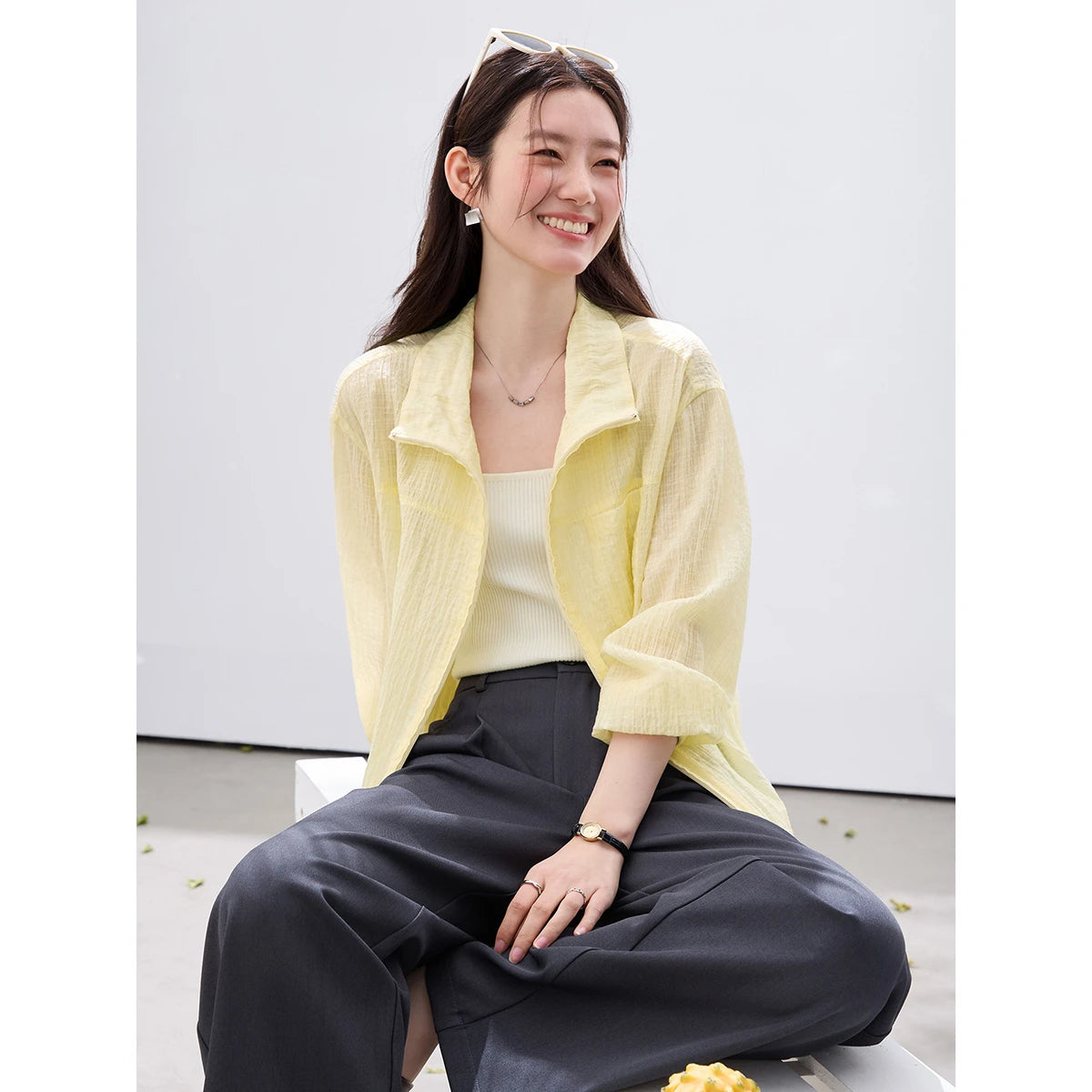 Zip-Front Lightweight Cropped Jacket