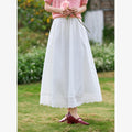 Lace-Hem A-Line Midi Skirt