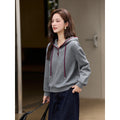 Contrast-Drawstring Pullover Hoodie