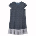 Ruffle-Hem Short-Sleeve Shift Dress