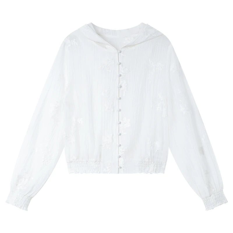 Embroidered Hooded Cropped Jacket