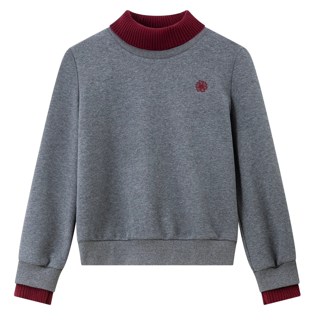 Contrast-Turtleneck Crew-Neck Sweatshirt