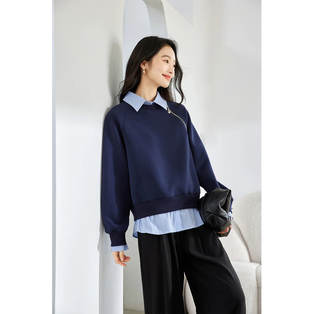 Layered Quarter-Zip Sweatshirt