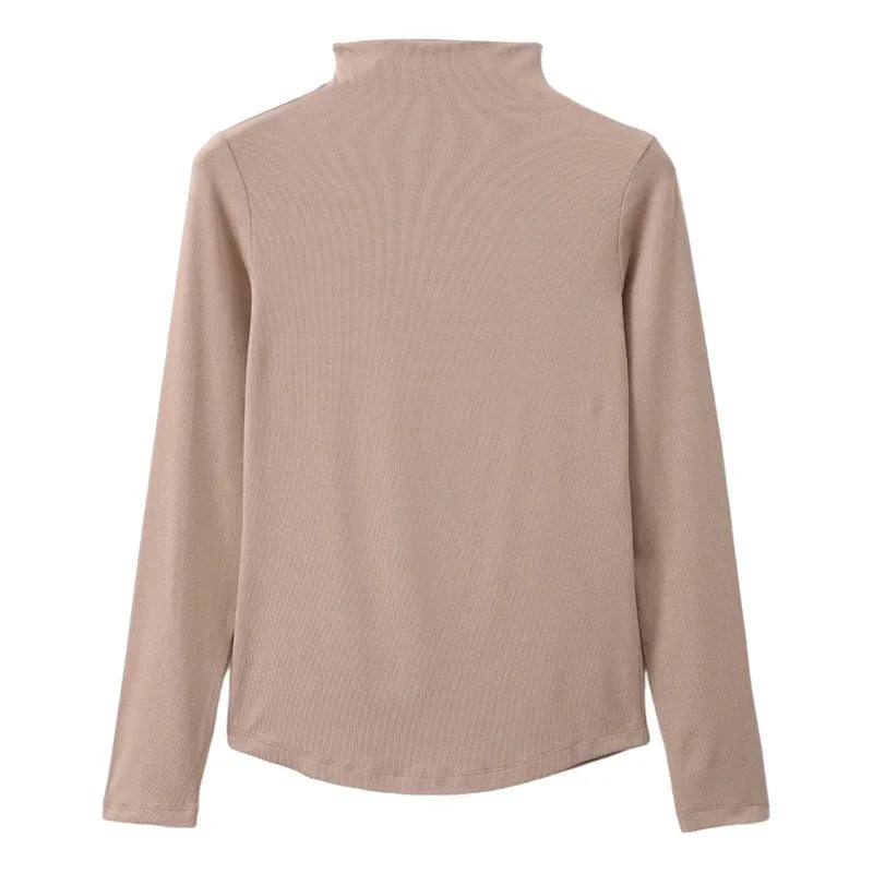 Soft Mock-Neck Long-Sleeve Top