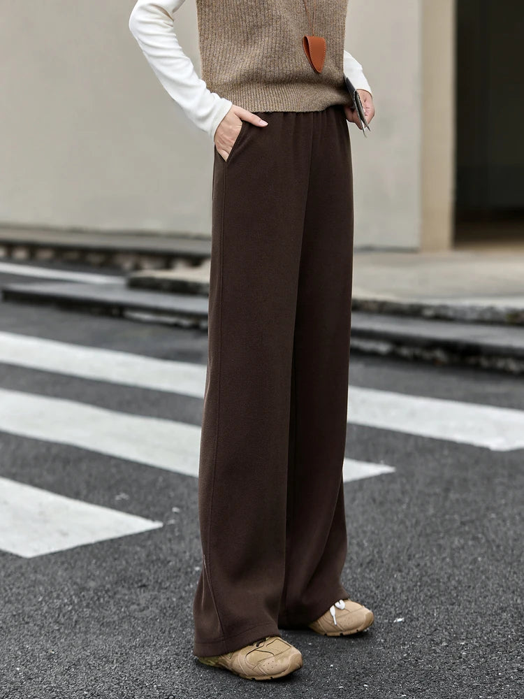 Draped Straight-Leg Knit Trousers