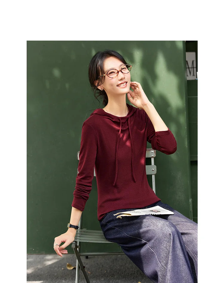 Drawstring-Neck Long-Sleeve Top