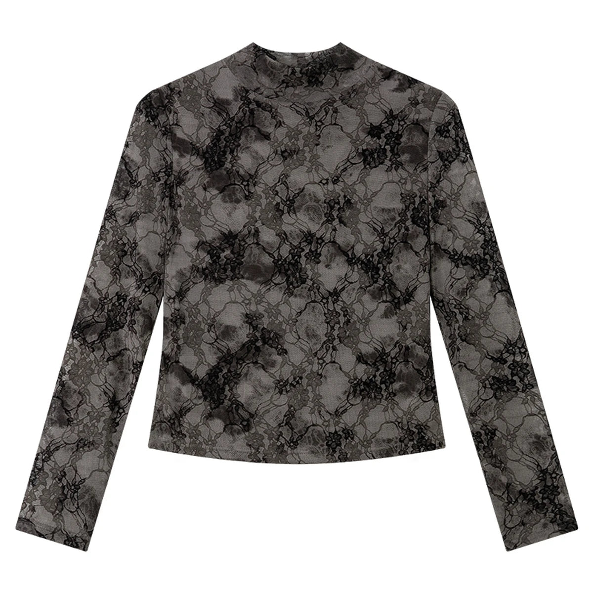 Floral Mesh Mock-Neck Top