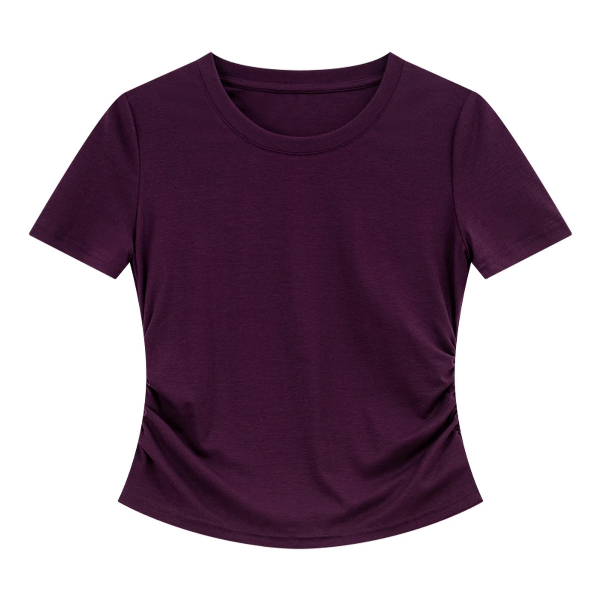 Ruched-Waist Crew-Neck Tee