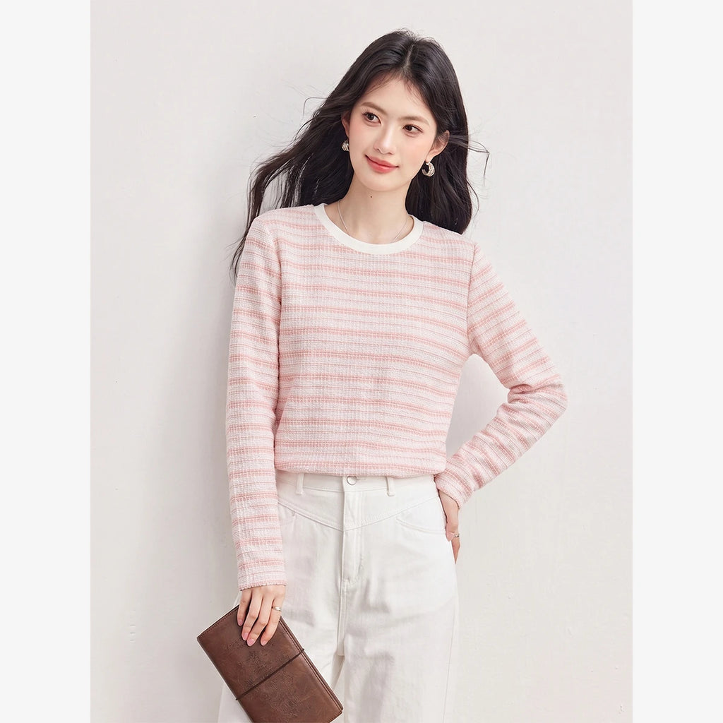 Textured Striped Long-Sleeve Tee