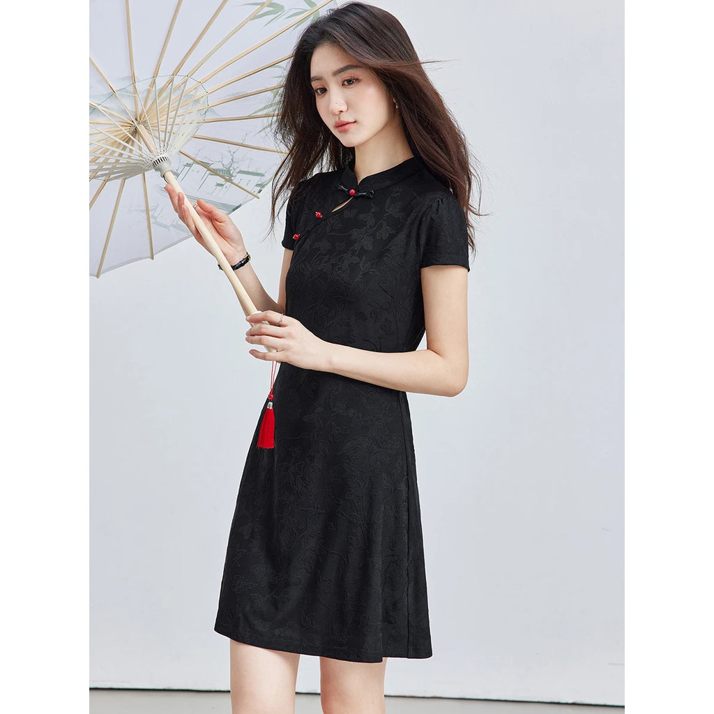 Frog-Button Mini Dress