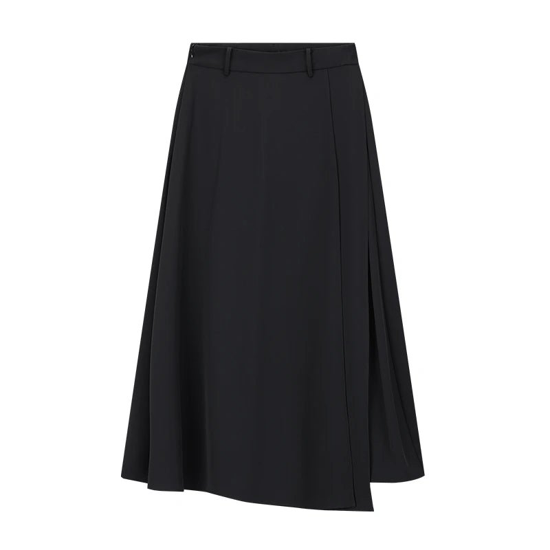 Side-Zip A-Line Midi Skirt
